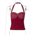 Aylin Polka Dot Halter Top - Burgundy [WU5OWHO5]