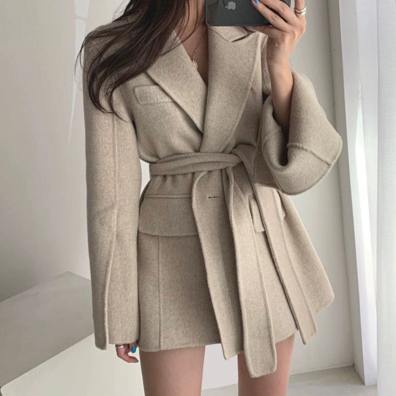 Jalaya Tailored Belted Coat - Oatmeal [XFGY5MCW]