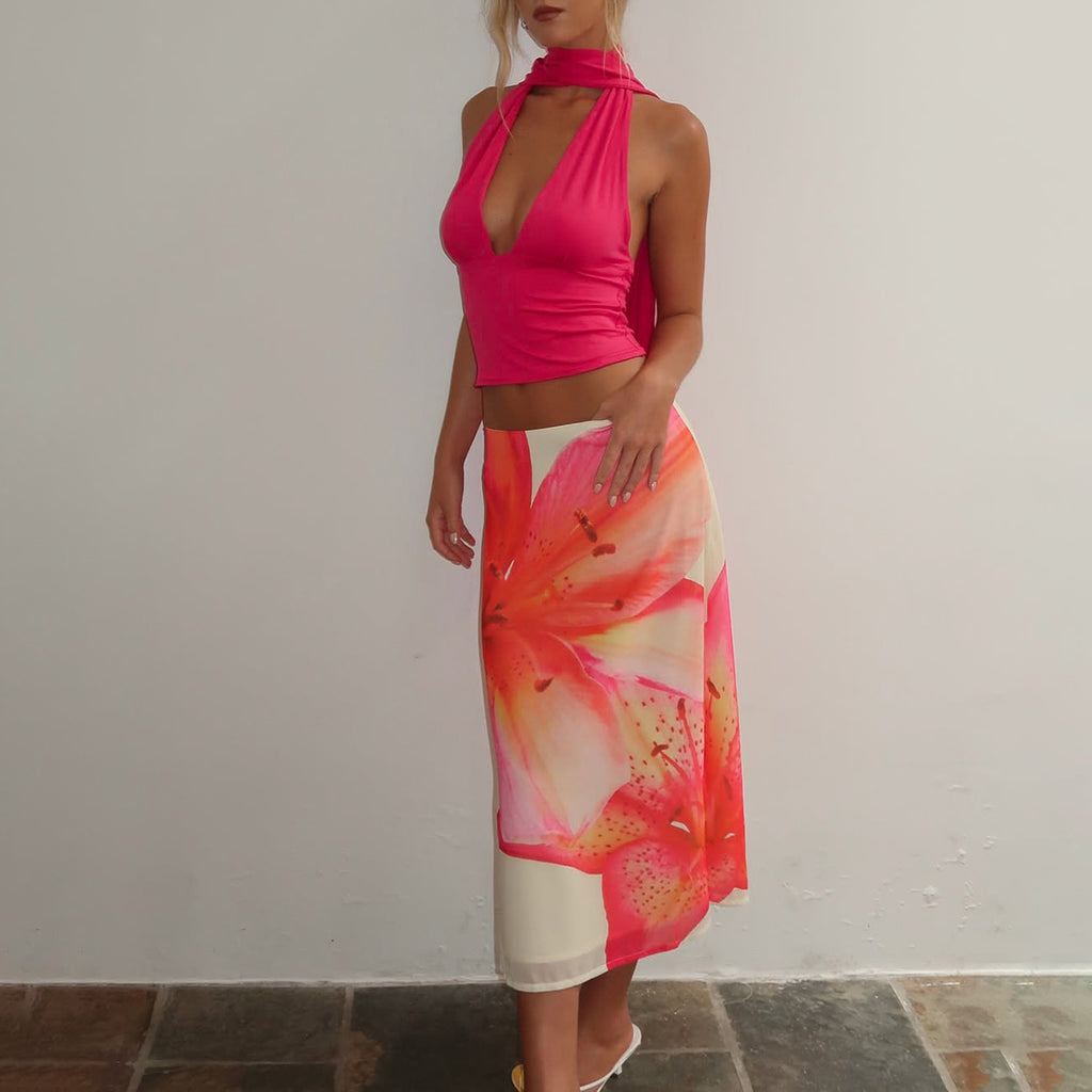 Avie V-Neck Scarf Top