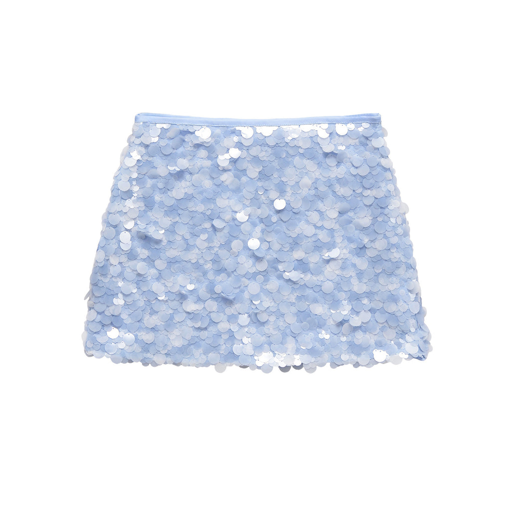 Kathia Sequin Denim Mini Skirt - Blue Sequin Premium [HPGV3JYP]