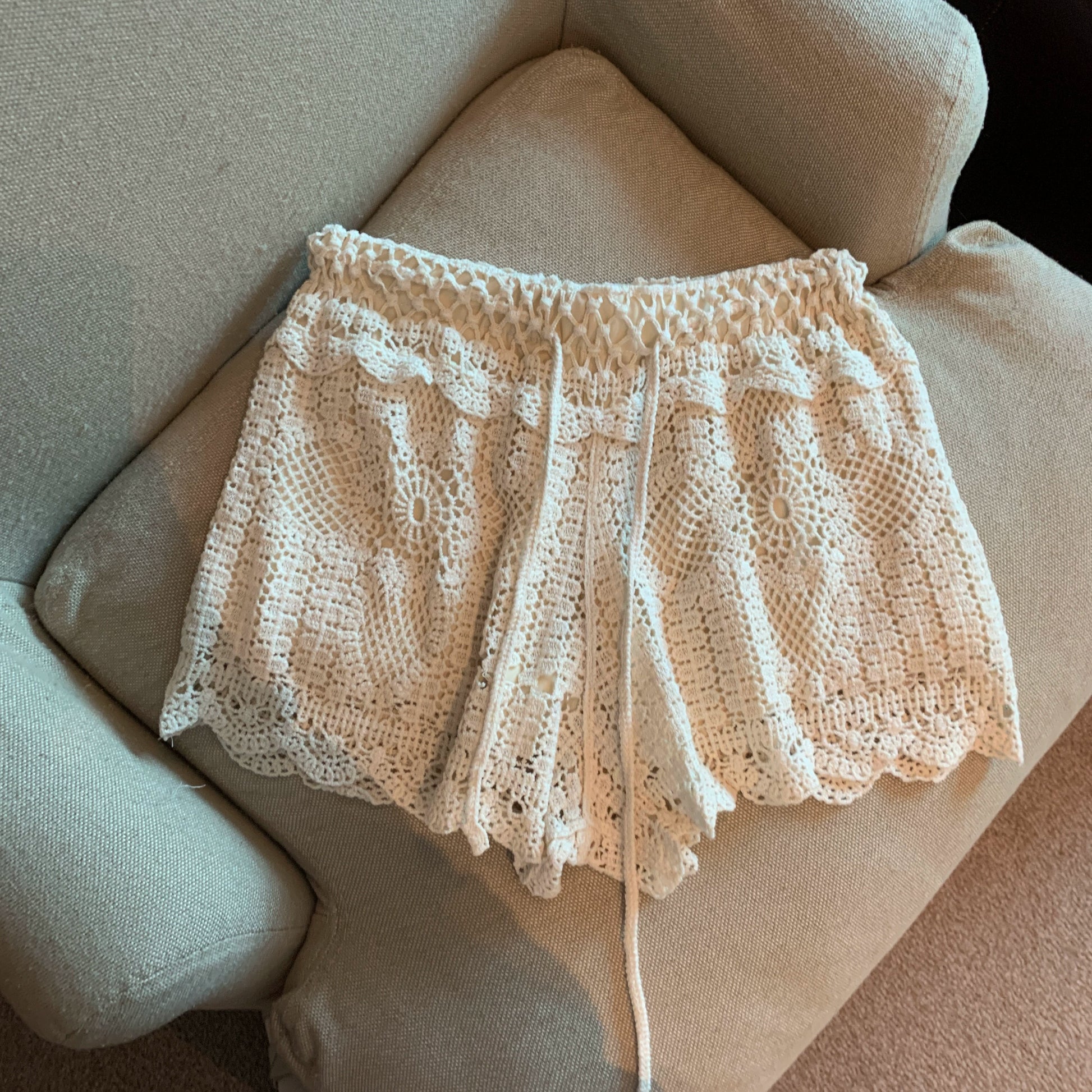 Amya Lace Knit Wide-Leg Pants - Light Khaki [MZ6MHZ9B]