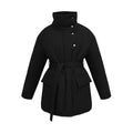 Collette Belted Stand Collar Coat - Black [2KA7S143]