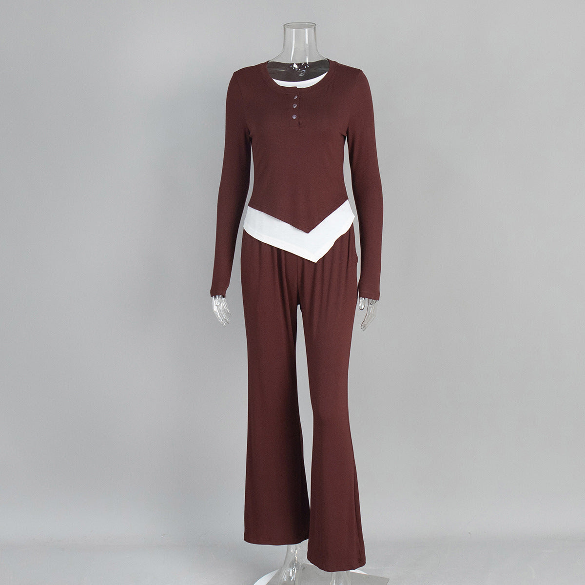 Ivey Patchwork Lounge Pant Set - Russet [JLAI0CO6]