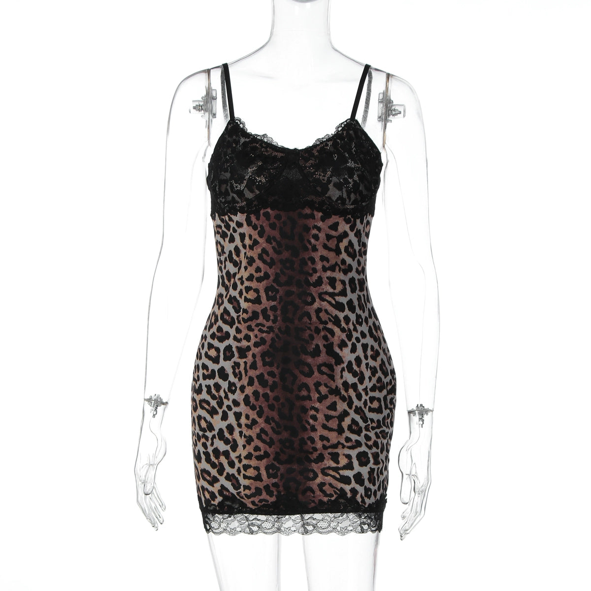 Laiyla Leopard Lace Halter Dress - Leopard Print [JABI0TM1]
