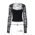 Joselynn Lace Long Sleeve Top - Black [Y8U6Y5Q1]