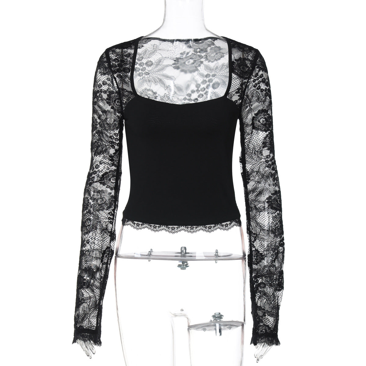 Joselynn Lace Long Sleeve Top - Black [Y8U6Y5Q1]