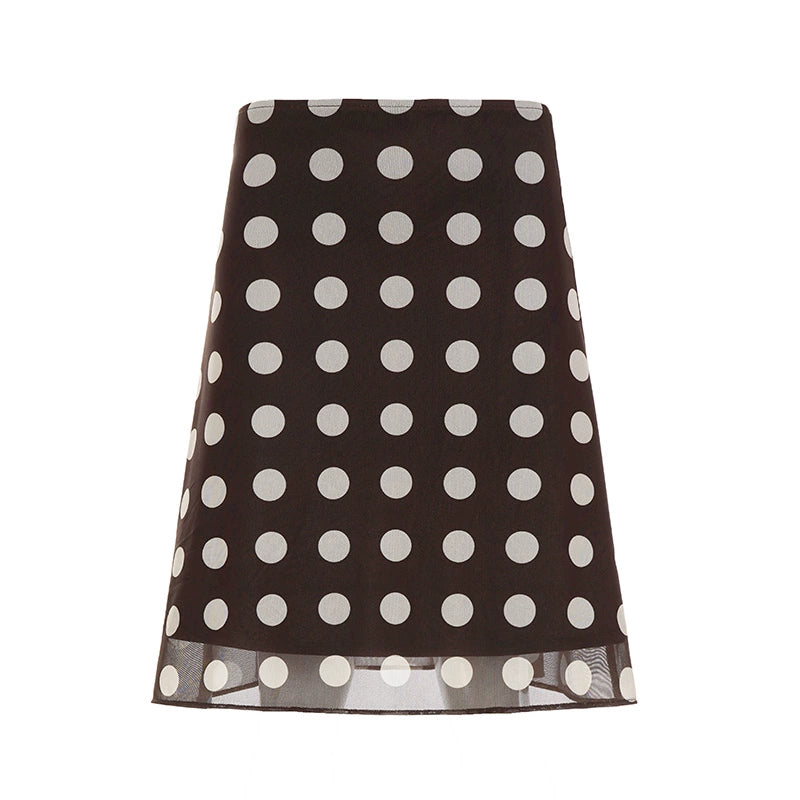 Sia Polka Dot Mesh Skirt - Brown [EG854DY9]