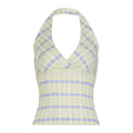 Debora Plaid Halter Crop Top - Blue [BDX6GGYK]