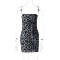 Arleen Strapless Sequin Leopard Mini Dress - Grey [ZAOHV4UW]