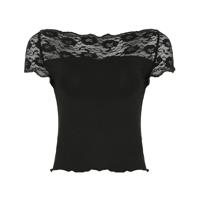 Maelee Lace Crop Top - Black [9QBDJIKS]