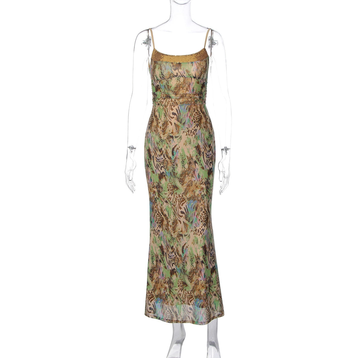 Liana Printed Mesh Maxi Dress - Colorful [7JE42LXG]