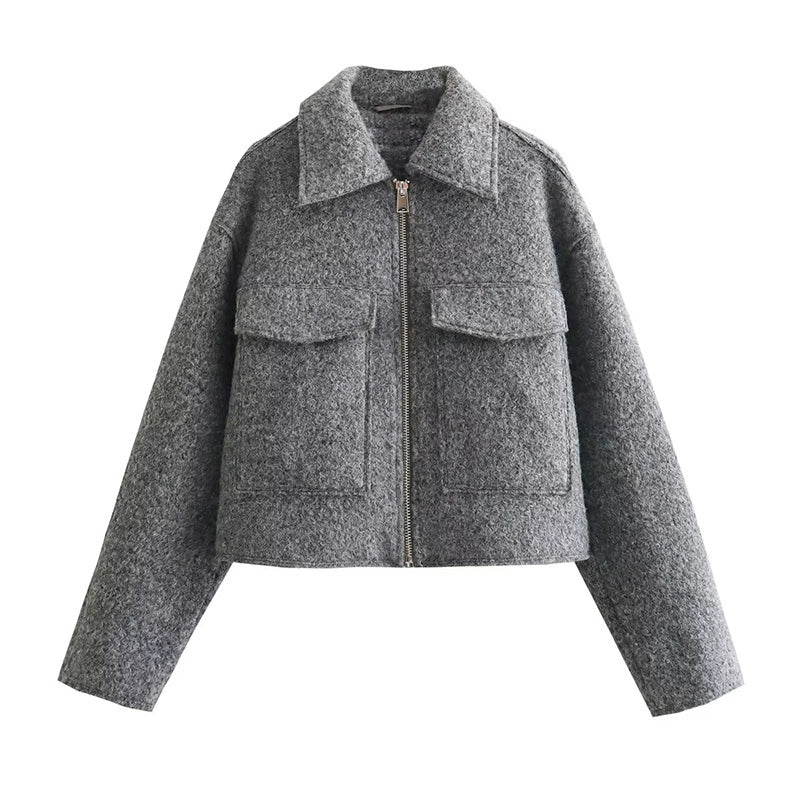 Jesse Wool Zip Jacket - Premium Grey [EMKY7UP3]