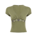 Elyzabeth Floral V-Neck Top - Green [THGCNAH0]