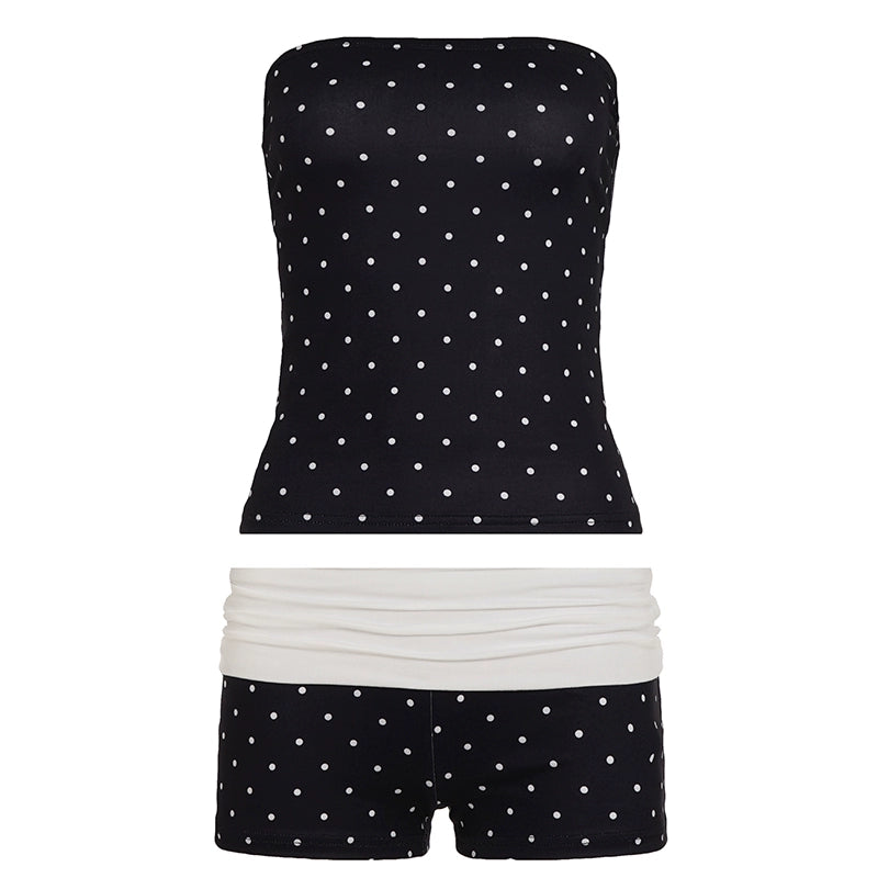 Emryn Polka Dot Short Set - Black [6YZGMASD]