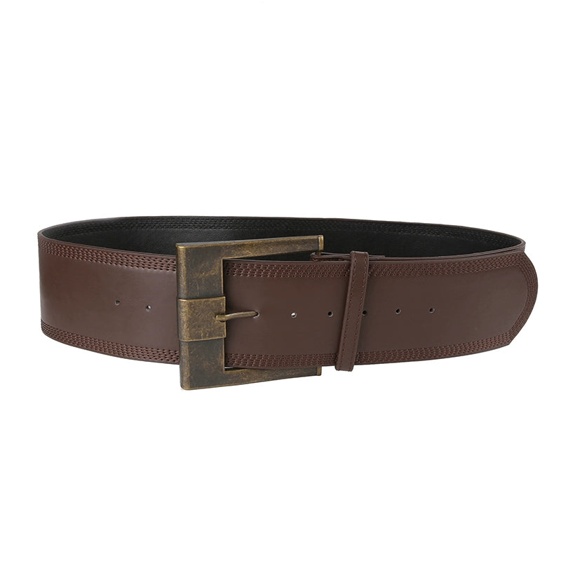 Janay Retro Metal Buckle Belt - Brown [42RY2SWK]