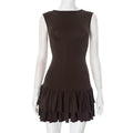 Shae Contrast Floral Mini Dress - Brown [T8COPK30]