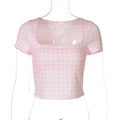 Mela Pink Plaid Crop Top - Pink [0676YV0F]