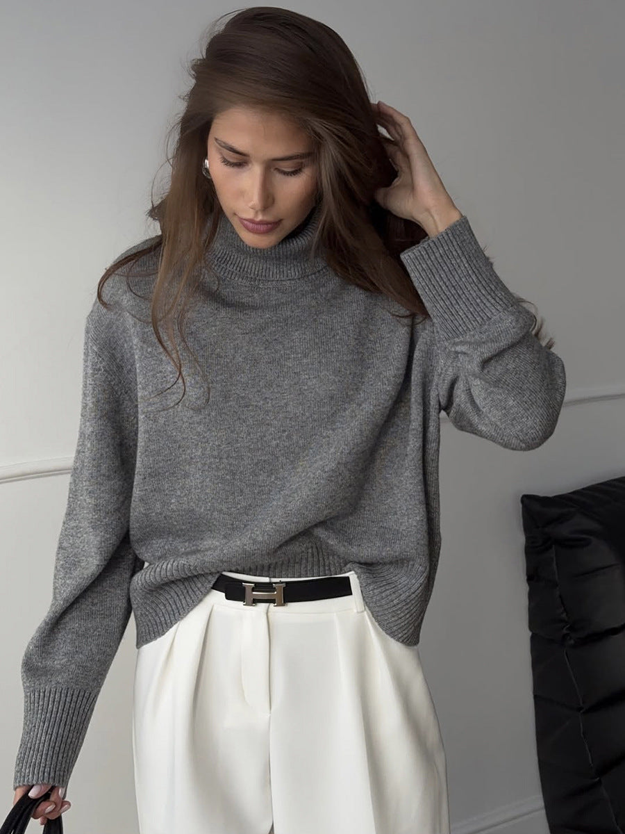 Aleisha Cozy Turtleneck Sweater - Dark Grey [WFVI9BST]