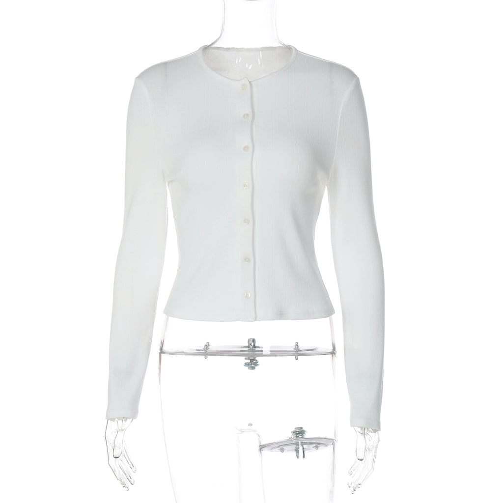 Chandler Ribbed Button-Front Cardigan - White [EK6IPMHN]