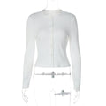 Chandler Ribbed Button-Front Cardigan - White [EK6IPMHN]