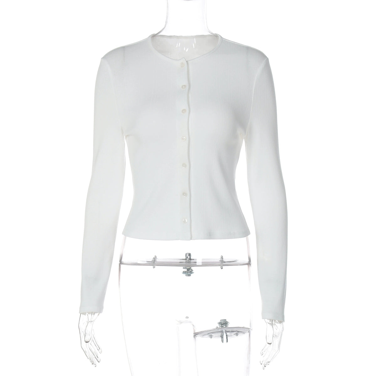 Chandler Ribbed Button-Front Cardigan - White [EK6IPMHN]