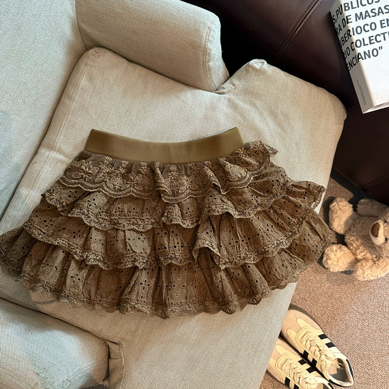 Meira Layered Ruffle Mini Skirt - Coffee [8RK6Y4SA]