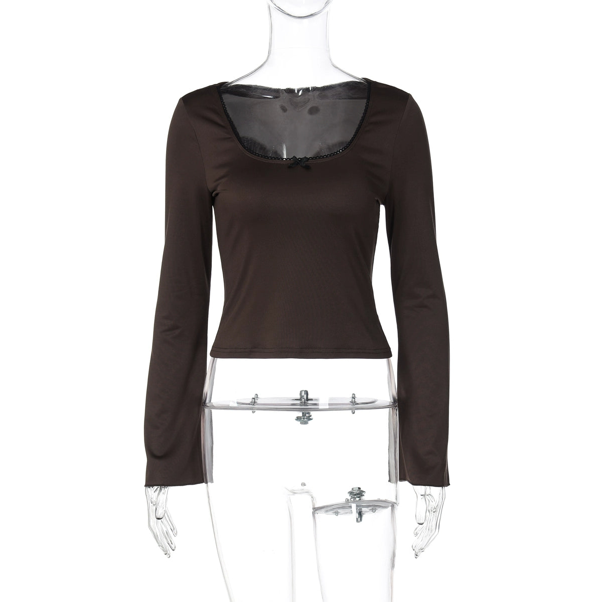 Eulalia Lace Flared Sleeve Top - Brown [K86KRDM7]