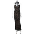Lace Halter Slit Maxi Dress - Black [WZLQ4UXL]