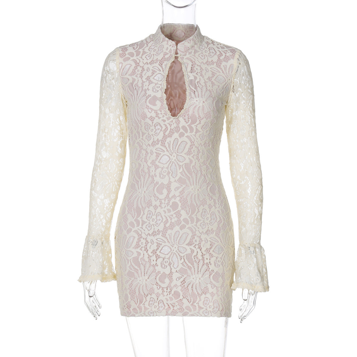 Riley Keyhole Bodycon Midi Dress - Light Yellow [AFJO6V4N]