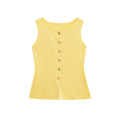 Neely Gold Button Knit Vest - Yellow [PBB6004Q]