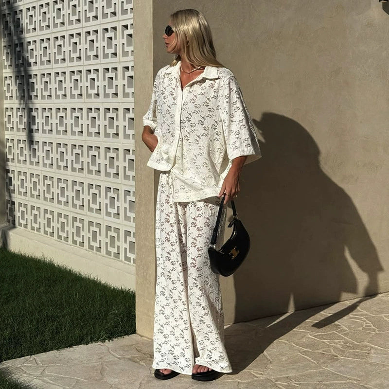 Maddison Relaxed Button-Up Set - White [L3E2L31H]