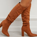 Emree Patent Block Heel Boots - Brown Velvet [6NRL7WCX]