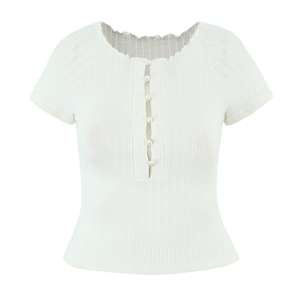 Angelyn Off-Shoulder Pearl Top - Off-White [VG51VQT4]