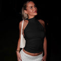 Daniella Halter Bow Tie Top - Black [CX4NGSMP]