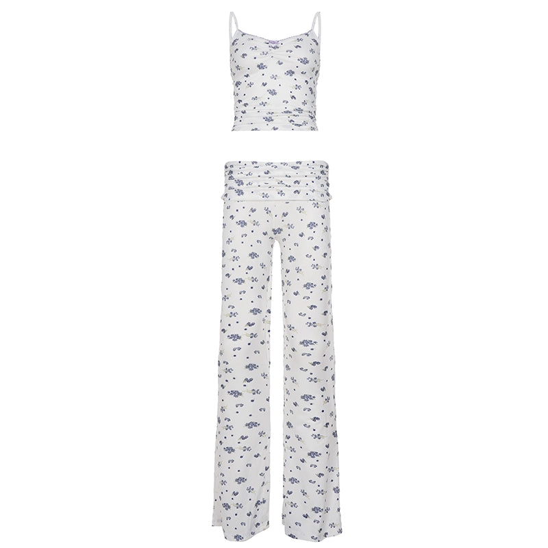 Julietta Floral Lounge Short Set - White [4O1YQWAE]