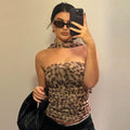 Melany Ruched Leopard Tube Top - Leopard Color