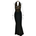 Leyla Ruched Halter Midi Dress - Black [B0F5AJFX]