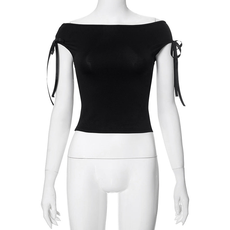 Milarose Off Shoulder Halter Top - Black [BPR084AQ]