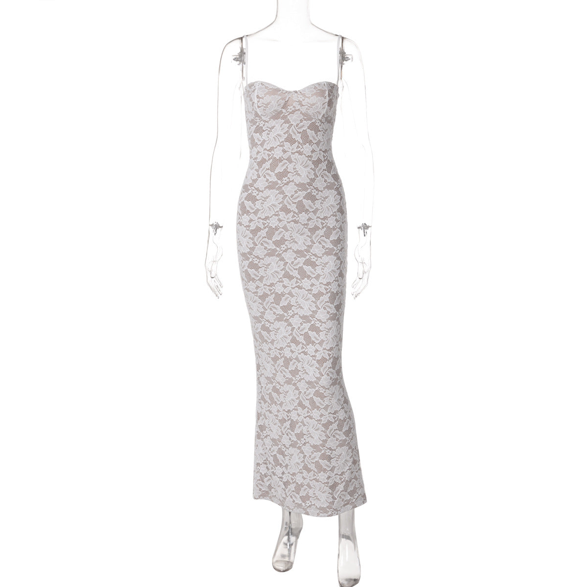 Ariadne Lace Backless Midi Dress - White [UCR8TC2Q]