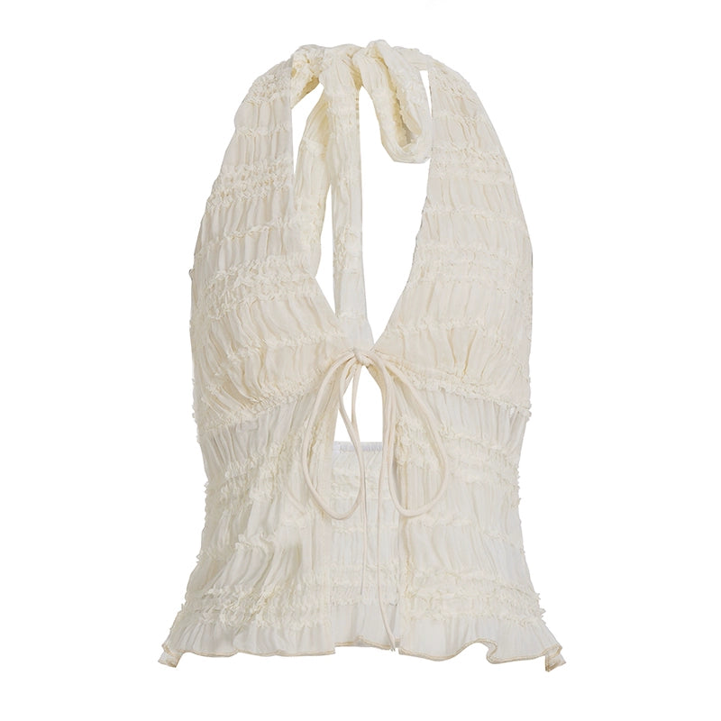 Lundyn Lace Halter Top - Off-white [7KCVHW7L]