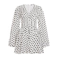 Embry Polka Dot Puff Sleeve Dress - White [G2QOZ572]