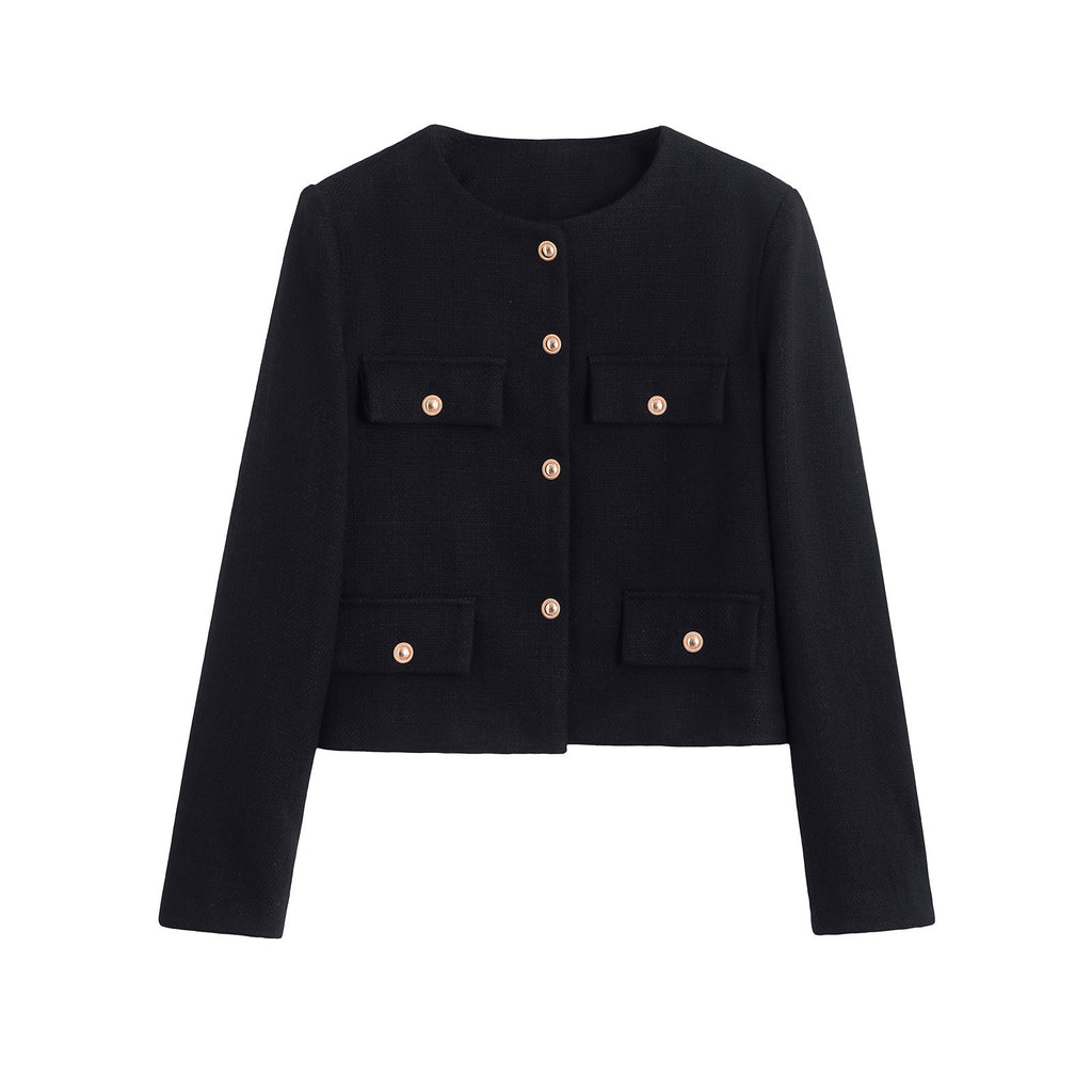 Sunday Bouclé Button Coat - Black [SYGWBMB1]