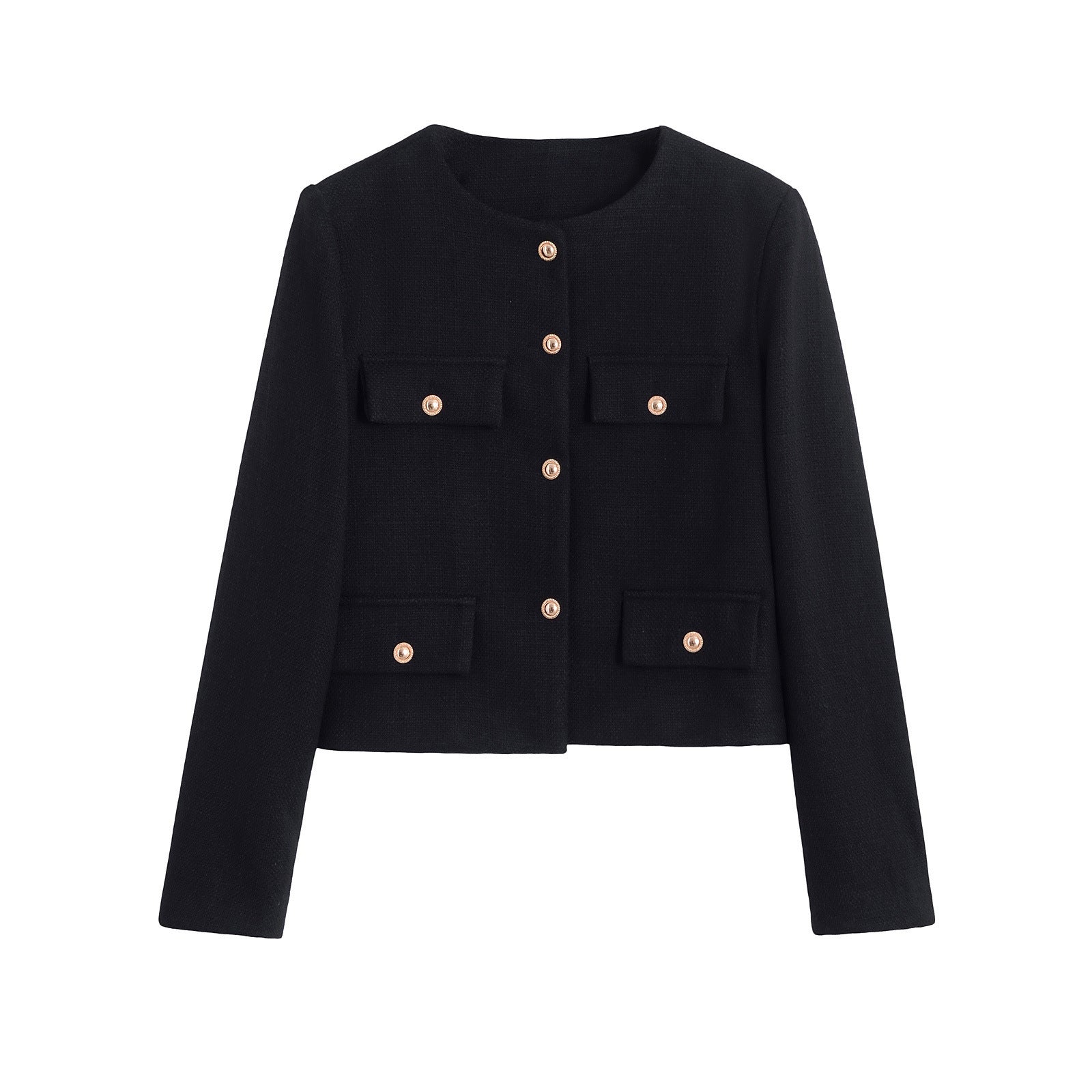 Sunday Bouclé Button Coat - Black [SYGWBMB1]