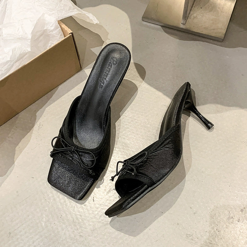 Larae Bow Mule Heels - Black
