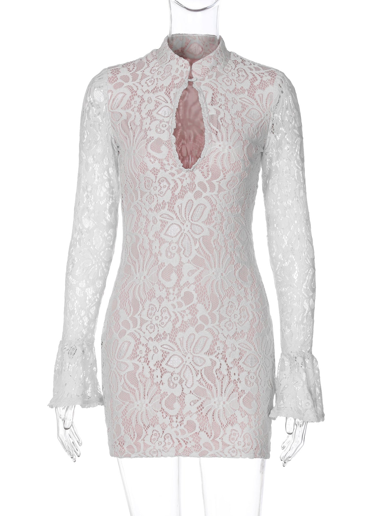 Riley Keyhole Bodycon Midi Dress - White [A0QPB1S8]