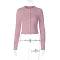 Bo Striped Button-Up Cardigan - Pink [VBNW0O80]