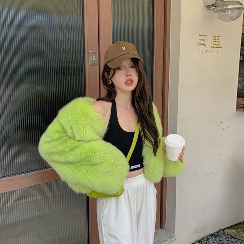 Juliett Faux Fur Coat - Apple Green [PYIO5BGS]