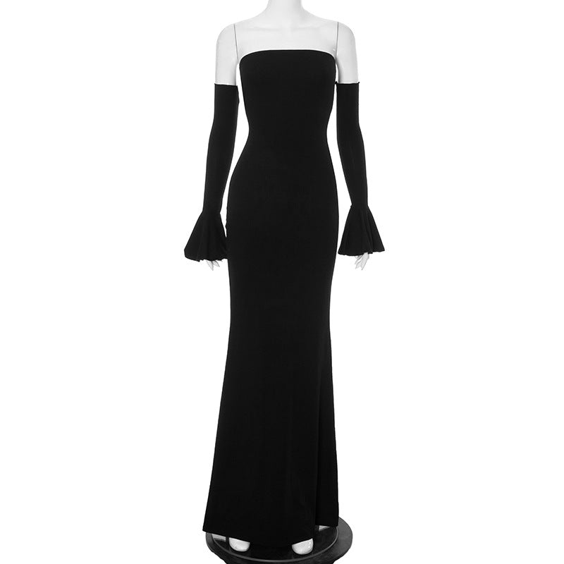 Haydee Off Shoulder Fishtail Dress - Black [Y1XXG83K]