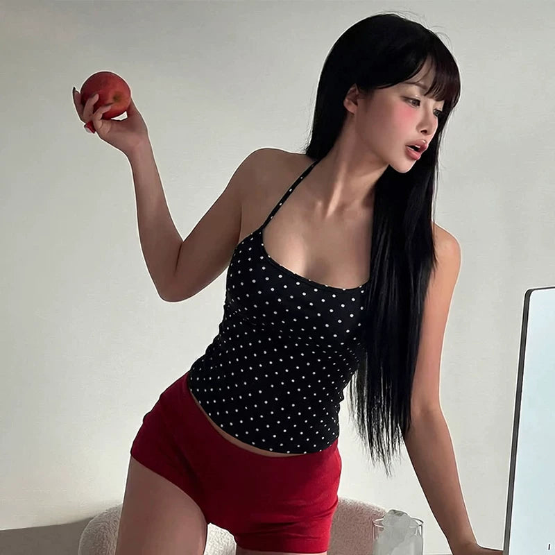 Polka Dot Halter Top - Black [41T3GKJ4]