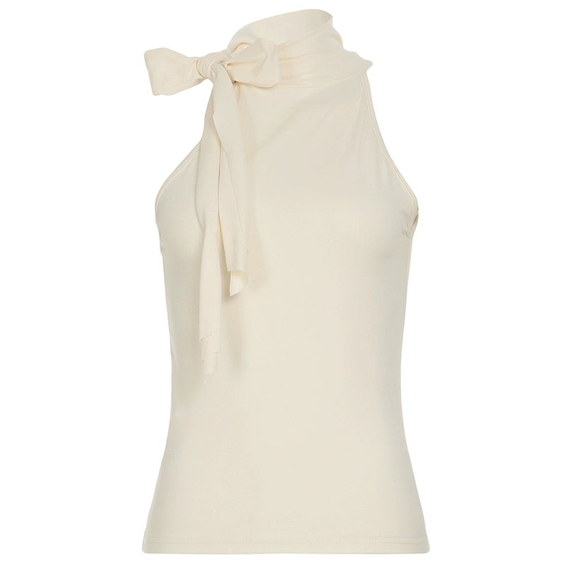 Daniella Halter Bow Tie Top - Nude [GX43NTTC]
